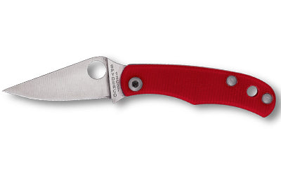 Spyderco, Bug, Folding Knife, 1.27" Drop Point Blade, 12C27 Blade Steel, 2.94" Overall Length, Slipjoint Lock,  Satin Finish, Silver Blade, Red G-10 Handle