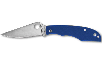Spyderco, Grasshopper, Folding Knife, 2.3" Drop Point Blade, 12C27 Blade Steel, 5.13" Overall Length, Slipjoint Lock, Satin Finish, Silver Blade, Blue G-10 Handle