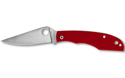 Spyderco, Grasshopper, Folding Knife, 2.3" Drop Point Blade, 12C27 Blade Steel, 5.13" Overall Length, Slipjoint Lock, Satin Finish, Silver Blade, Red G-10 Handle