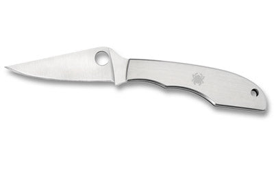 Spyderco, Grasshopper, 2.3" Folding Knife, Clip Point, Plain Edge, 8Cr13MoV/Satin, Stainless, Oval Thumb Hole