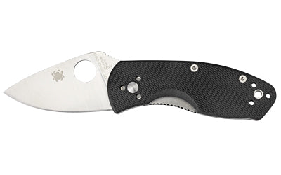 Spyderco, Ambitious G-10, 2.31" Folding Knife, Drop Point, Plain Edge, 8Cr13MoV/Satin, Black G10, Circle Thumb Hole/Pocket Clip