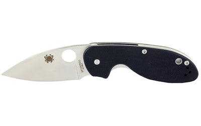 Spyderco, Efficient, 2.98" Folding Knife, 8Cr13MoV, Plain, Drop Point, Circle Thumb Hole/Pocket Clip, Black G10