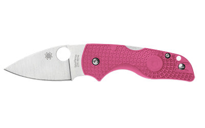 Spyderco, Lil Native Lightweight, Folding Knife, 2.42" Drop Point Blade, 5.9" Overall Length, CTS BD1N Blade Steel, Plain Edge, Satin Finish, Silver, Pink FRN Handle, Back Lock