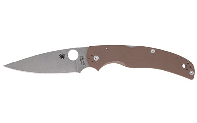 Spyderco, Native Chief, Folding Knife, 4.08" Drop Point Blade, 9.08" Overall Length, CPM 15V Blade Steel, Plain Edge, Satin Finish, Silver Blade, Brown G-10 Handle, Back Lock