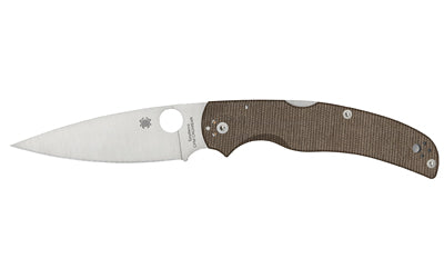 Spyderco, Native Chief, Folding Knife, 4.08" Drop Point Blade, CPM CRU-WEAR Blade Steel, 9.08" Overall Length, Back Lock, Satin Finish, Silver, Brown Canvas Micarta Handle