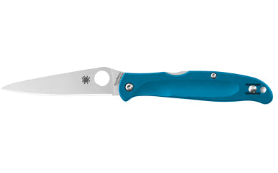 Spyderco, Charisma, Folding Knife, 2.98" Drop Point Blade, 6.8" Overall Length, CTSBD1N Blade Steel, Plain Edge, Satin Finish, Silver, Blue FRN Handle, Back Lock