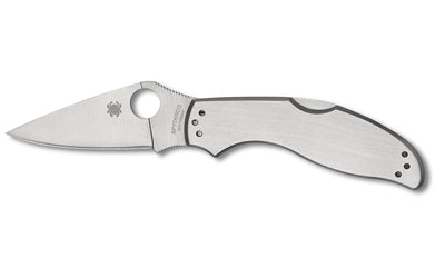 Spyderco, UpTern, Folding Knife, 2.82" Clip Point Blade, 6.57" Overall Length, 8Cr13MoV Blade Steel, Plain Edge, Satin Finish, Silver, Back Lock