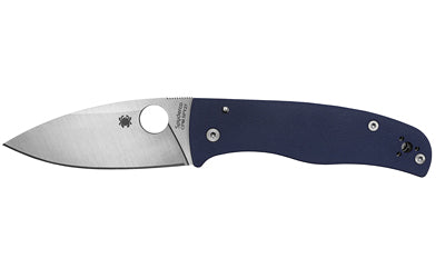 Spyderco, Bodacious, Folding Knife, 3.63" Leaf-Shaped Blade, 8.27" Overall Length, CPM SPY27 Blade Steel, Plain Edge, Satin Finish, Silver, Blue G-10 Handle, Compression Lock