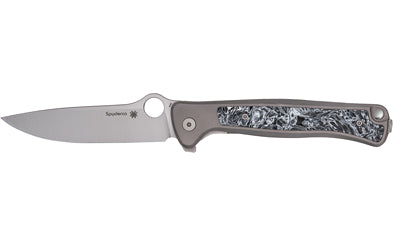 Spyderco, Slym, Folding Knife, 3.42" Drop Point Blade, 7.84" Overall Length, M390 Blade Steel, Plain Edge, Stonewash Finish, Silver, Gray Titanium Handle, Reeve Integral Lock