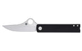 Spyderco, Essenza, Folding Knife, 3.19" Straight Back Blade, 7.23" Overall Length, N690Co Blade Steel, Plain Edge, Satin Finish, Silver, Black Aluminum Handle, Liner Lock