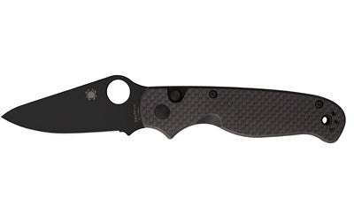Spyderco, ButtonUp Carbon Fiber, Folding Knife, 3.27" Clip Point Blade, 7.5" Overall Length, 8Cr13MoV Blade Steel, Plain Edge, Black Oxide Finish, Black Carbon Fiber Handle, Button Lock