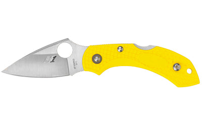 Spyderco, Dragonfly 2 Salt, Folding Knife, 2.28" Drop Point Blade, 5.58" Overall Length, H-2 Blade Steel, Plain Edge, Satin Finish, Silver, Yellow FRN Handle, Back Lock