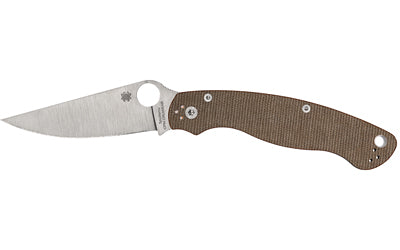 Spyderco, Military 2, Folding Knife, Plain Edge, Brown Micarta Handle, 4" Blade, Satin Finish, CPM CRU-WEAR Tool Steel