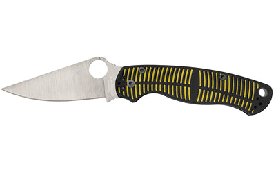 Spyderco, Para Military 2 Salt, Folding Knife, Plain Edge, Satin Finish, Silver Blade, Black and Yellow G10 Handle, 3.45" Blade, CPM MagnaCut Steel