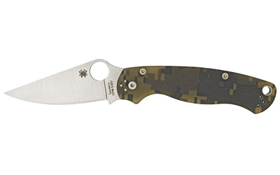 Spyderco, Para Military 2, 3.45" Folding Knife, Plain Edge, Satin Finish, CPM-S45VN, G-10 Digital Camo Grip