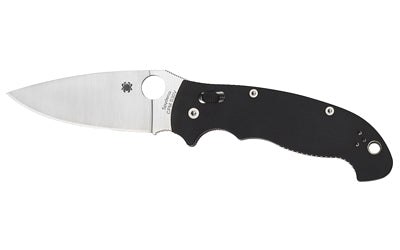 Spyderco, Manix 2 XL, 3.85" Folding Knife, Drop Point, Plain Edge, CPM-S30V, Black G10, Circle Thumb Hole/Pocket Clip