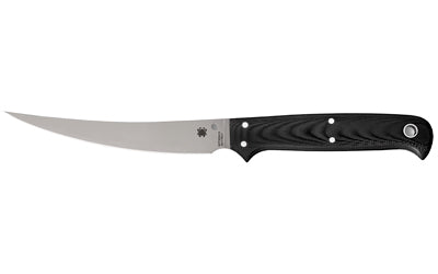 Spyderco, Shelter Cove, Fixed Blade Knife, 5.78" Trailing Point Blade, 8Cr17MoV Blade Steel, 10.62" Overall Length, Satin Finish, Silver Blade, Black G10 Handle, Includes Leather Sheath