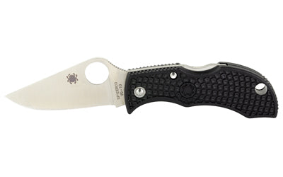 Spyderco, Manbug, 1.94" Folding Knife, Silver, Plain, Clip Point, Circle Thumb Hole, Box, VG-10, Black