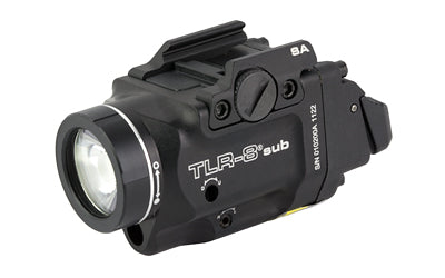 Streamlight, Streamlight TLR-8 Sub, White LED with Red Laser, Fits Springfield Hellcat, 500 Lumens, Anodized Finish, Black, Includes (1) CR123a Battery, Low and High Switches