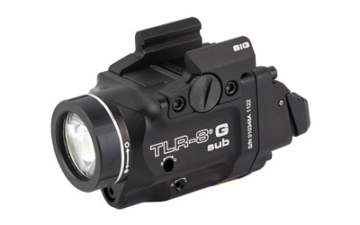 Streamlight, Streamlight TLR-8 G Sub, White LED with Green Laser, Fits Sig P365/XL, 500 Lumens, Anodized Finish, Black, Includes (1) CR123a Battery, Low and High Switches