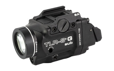 Streamlight, Streamlight TLR-8 G Sub, White LED with Green Laser, Fits Springfield Hellcat, 500 Lumens, Anodized Finish, Black, Includes (1) CR123a Battery, Low and High Switches