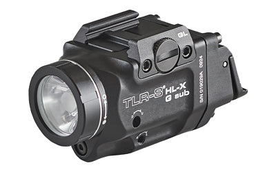 Streamlight, TLR-8 HL-X Sub USB, Weaponlight with Green Laser, 1,000 Lumens, Black, Fits GLOCK 43X/48 MOS, 43X/48 with Front Rail, Includes Mounting Kit with Key, Multi-Tool, (1) SL-B9 Battery Pack, and USB-C Cord
