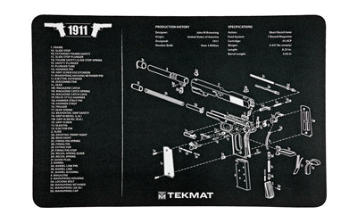 TekMat, 1911 Pistol Mat, 11"x17", Includes Small Microfiber TekTowel, Black, Packed In Tube