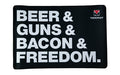 TekMat, Original Mat, Beer & Guns & Bacon & Freedom, Thermoplastic Surface Protects Gun From Scratching, 1/8" Thick, 11"x17", Tube Packaging, Black with White Lettering