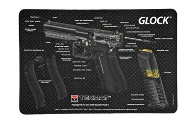 TekMat, Pistol Mat For Glock, 3D Cut Away, 11"x17", Black, Includes Small Microfiber TekTowel, Packed In Tube