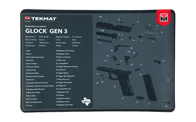 TekMat, Original Mat For Glock Gen 3, Cleaning Mat, Thermoplastic Surface Protects Gun From Scratching, 1/8" Thick, 11"x17", Tube Packaging, Black