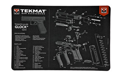 TekMat, Pistol Mat For Glock Gen 5, 11"x17", Black, Includes Small Microfiber TekTowel, Packed In Tube