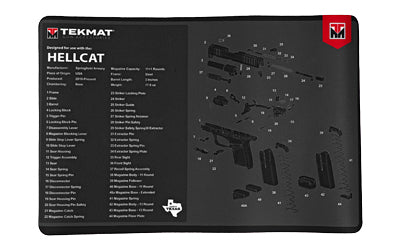 TekMat, Original Mat, Springfield Hellcat, Cleaning Mat, Thermoplastic Surface Protects Gun From Scratching, 1/8" Thick, 11"x17", Tube Packaging, Black