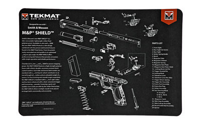 TekMat, S&W M&P SHIELD Pistol Mat, 11"x17", Black, Includes Small Microfiber TekTowel, Packed In Tube