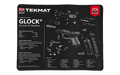 TekMat, Ultra Mat For Glock 42/43, Cleaning Mat, Thermoplastic Surface Protects Gun From Scratching, 1/4" Thick, 15"X20", Tube Packaging, Black