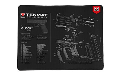 TekMat, Ultra Mat, For Glock Gen 5, Thermoplastic Surface Protects Gun From Scratching, 1/4" Thick, 15"X20", Tube Packaging, Black