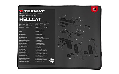 TekMat, Ultra Mat, Springfield Hellcat, Cleaning Mat, Thermoplastic Surface Protects Gun From Scratching, 1/4" Thick, 15"X20", Tube Packaging, Black
