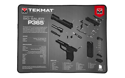 TekMat, Ultra Mat, Sig Sauer P365, Cleaning Mat, Thermoplastic Surface Protects Gun From Scratching, 1/4" Thick, 15"X20", Tube Packaging, Black