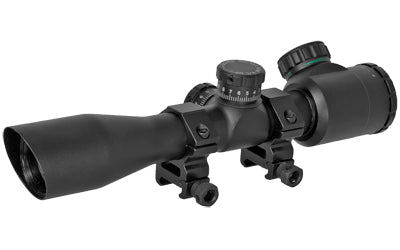 TRUGLO, TRU-BRITE Xtreme Compact Tactical Rifle Scope, 4X32, Fully-Coated Lenses, Illuminated Mil-Dot Reticle, Matte Black, 1-Piece base w/ 1" Rings and CR2032 Battery Included