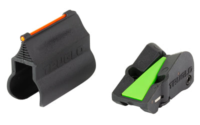 Matte black shotgun vent-rib sight with bright green aiming insert