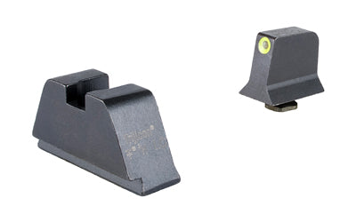 Trijicon, Suppressor/Optic Height, Night Sights, Yellow Front with Metal Rear & Green Lamps, Fits GLOCK 17/19/22/23/24/26/27/31/32/33/34/35/39