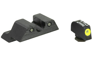 Trijicon, HD XR Night Sight Set, 3 Dot Green Tritium With Yellow Front Outline, Fits Glock 17/19/26/27/33/34