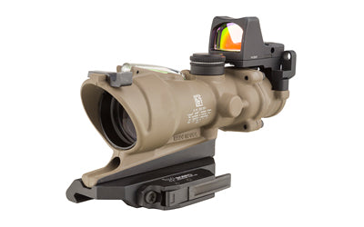 Trijicon, ACOG ECOS, 4X32mm Dual Illuminated Green Crosshair 5.56 Reticle, Backup Iron Sights, Quick Release Mount, LED 3.25 MOA Red Dot RMR Type 2, Cerakote Flat Dark Earth Finish