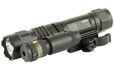 Leapers, Inc. - UTG, AccuShot, Flashlight, Fits Picatinny, LED Weapon Flashlight with Adjustable Red Laser, 400 Lumen, with Quick Detach Mount, Black Finish