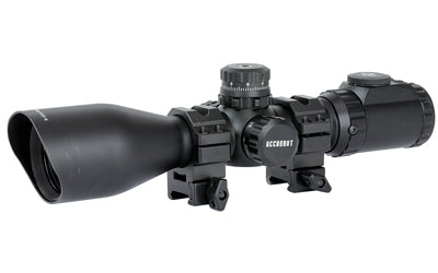 Leapers, Inc. - UTG, AccuShot Precision Series Rifle Scope, 3-12X44, Illuminated Mil-Dot Reticle, Compact, Adjustable Objective, 36 Colors, Includes EZ-TAP Rings, Black