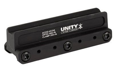 Unity Tactical, FAST, Red Dot Mount, 2.05" Optical Height, Compatible with ACOG/VCOG Footprints, Anodized Finish, Black