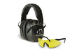Walker's, Earmuff, Folding, Padded Headband, Black, Shooting Glasses, Yellow Lenses, One Pair of Foam Plugs