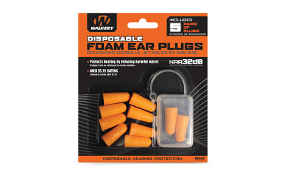 Walker's, Ear Plug, Foam, Orange, 5 Pairs per Pack, Includes Plastic Storage case