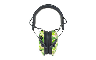 Walker's, Razor Slim, Electronic Earmuff, Low-Profile Design, Green Frog Skin Camo