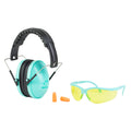 Walker's, Womens Folding Muff, Earmuff, Ideal for Smaller Head Size, Teal, Includes Ear Plugs and Sport Glasses