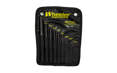 Wheeler, Roll Pin Starter Set, 9 Piece, Hardened Steel, Black, Includes Nylon Sheath